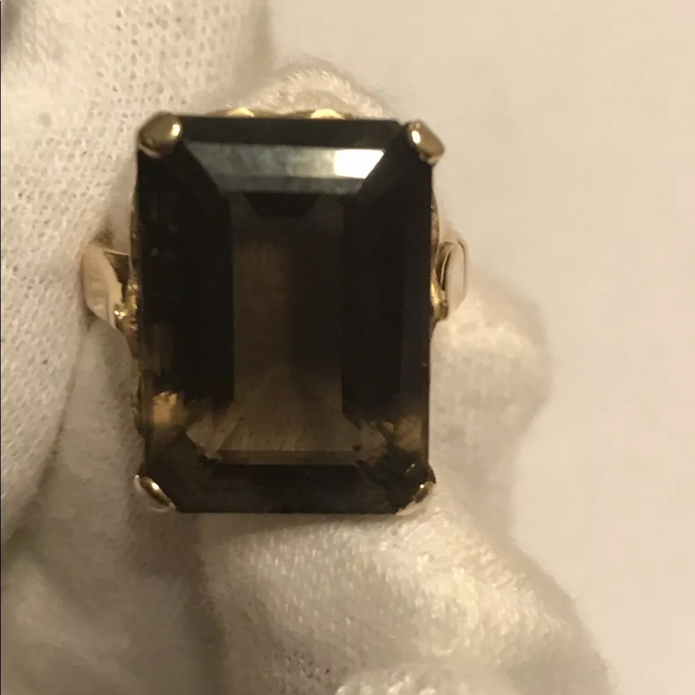 21k yellow gold black stone ring - Picture 2 of 7